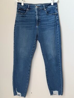 Loft The Curvy Skinny Distressed Raw Hemline Jeans - Size 30/10